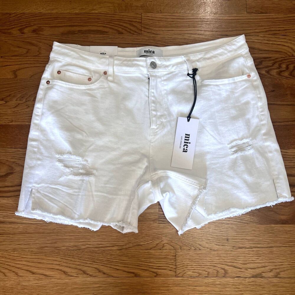 Mica Women's White Stretch Cutoff Jean Shorts NWT